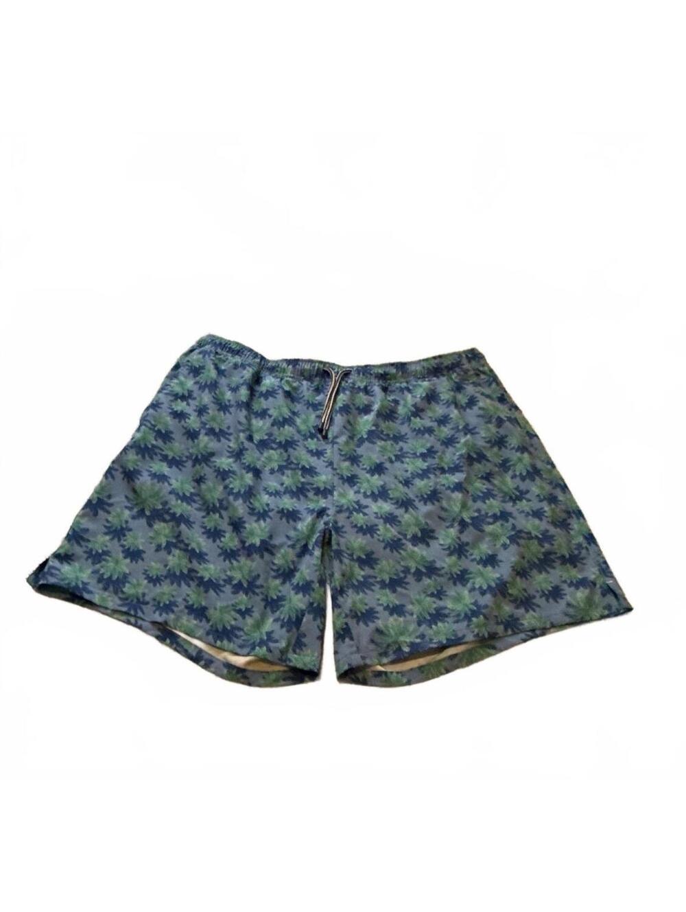 Peter Millar Swim Trunks XXL Men Blue Palm Tree Floral Board Shorts Beach Pool